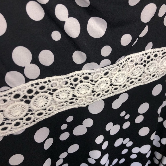 Karin Stevens Black & White Polka Dot Dress – Size 6, Lace Waist Detail - Picture 5 of 10